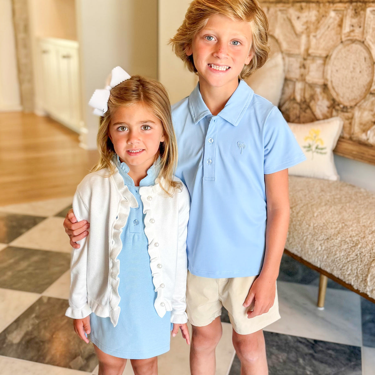 Blue Pique Knit Polo Dress