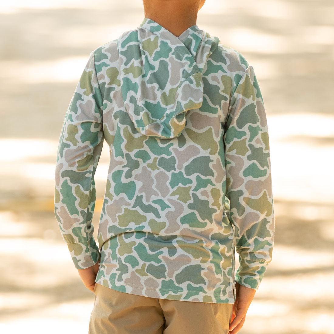 Back view of Camoflage Bamboo Hoodie Back
