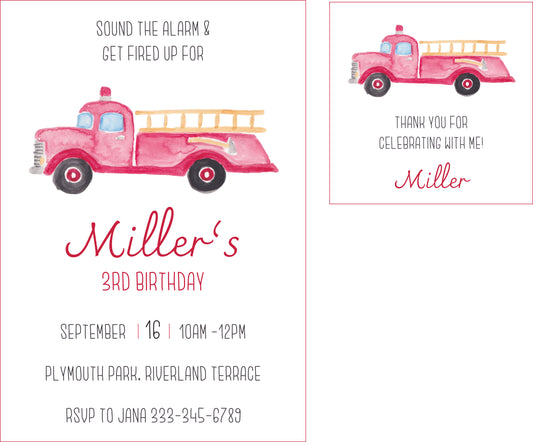 Fire Truck Invite