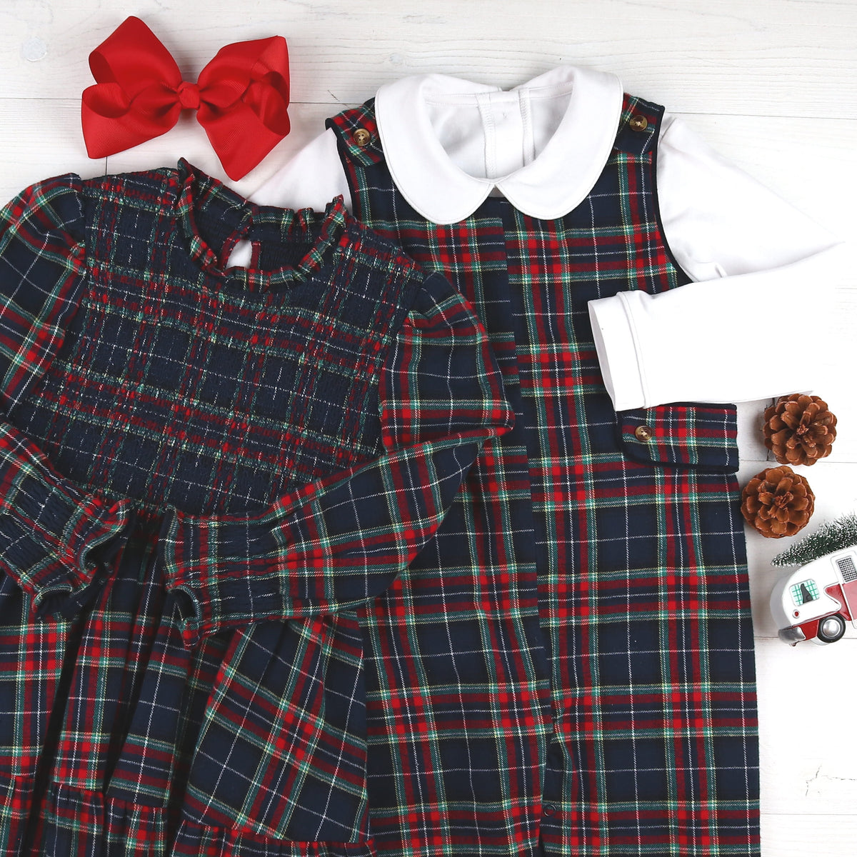 Navy Tartan Twirl Dress