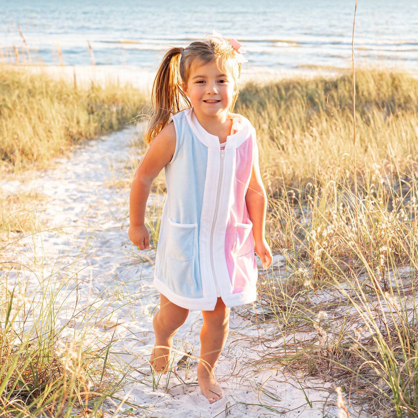 Girls Zipper Coverup - Colorblock Terry
