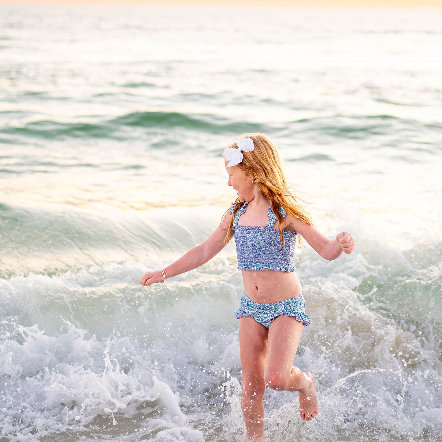 Girls Smocked Bikini - Lilac Floral