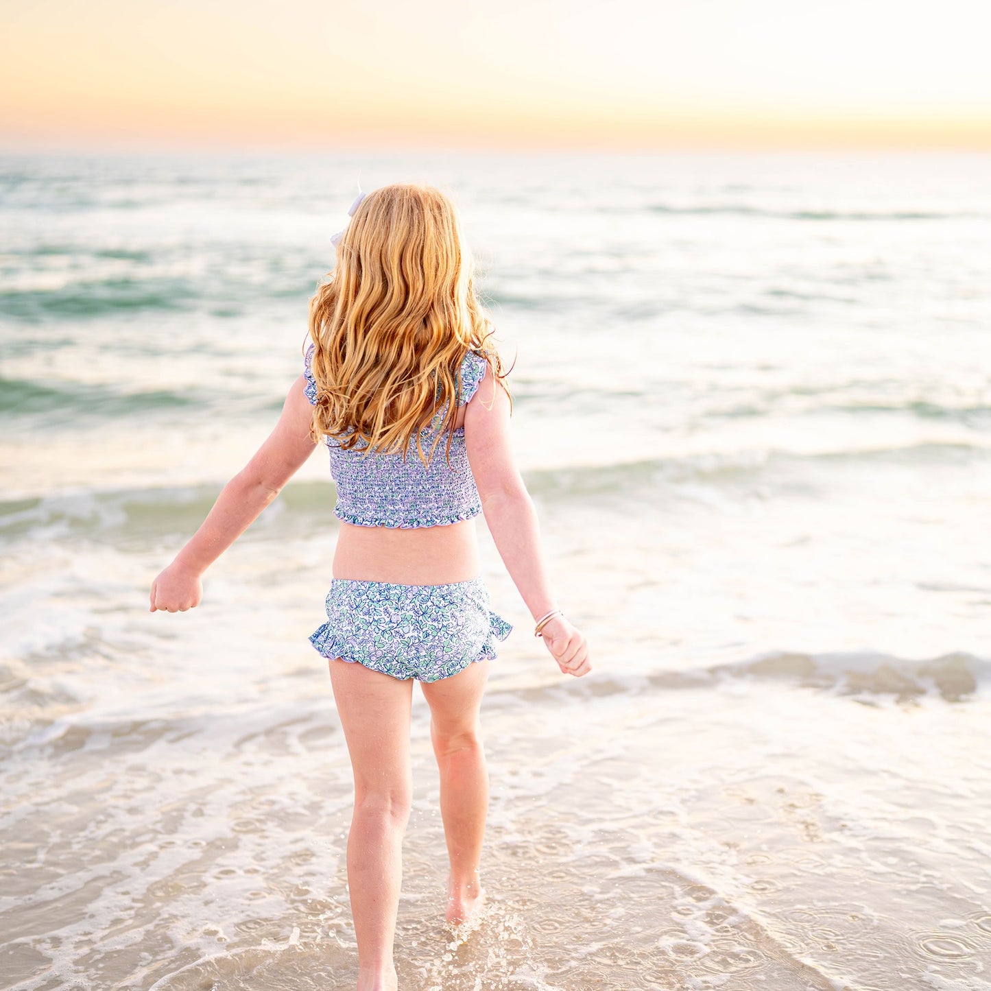 Girls Smocked Bikini - Lilac Floral