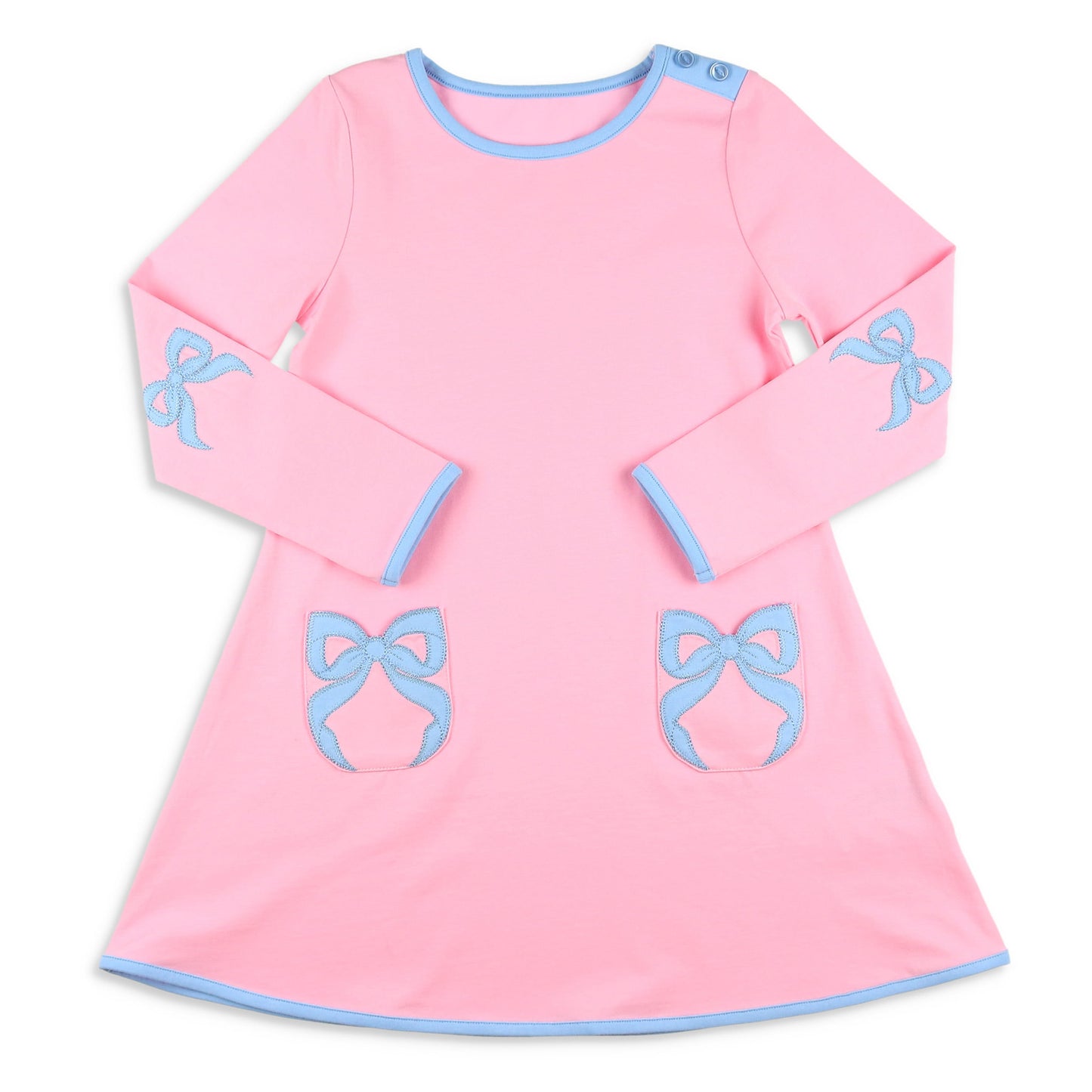Girls Bow Pocket Dress - Ballet Pink