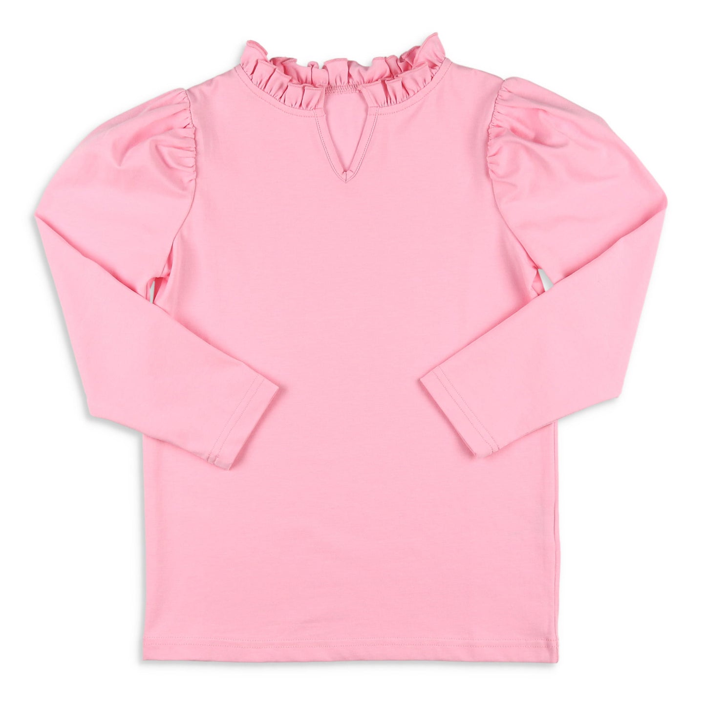 Girls Ruffle Neck Top - Ballet Pink