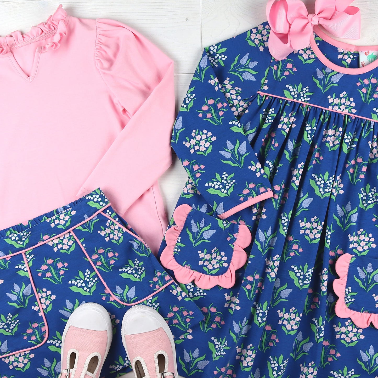 Girls Ruffle Neck Top - Ballet Pink