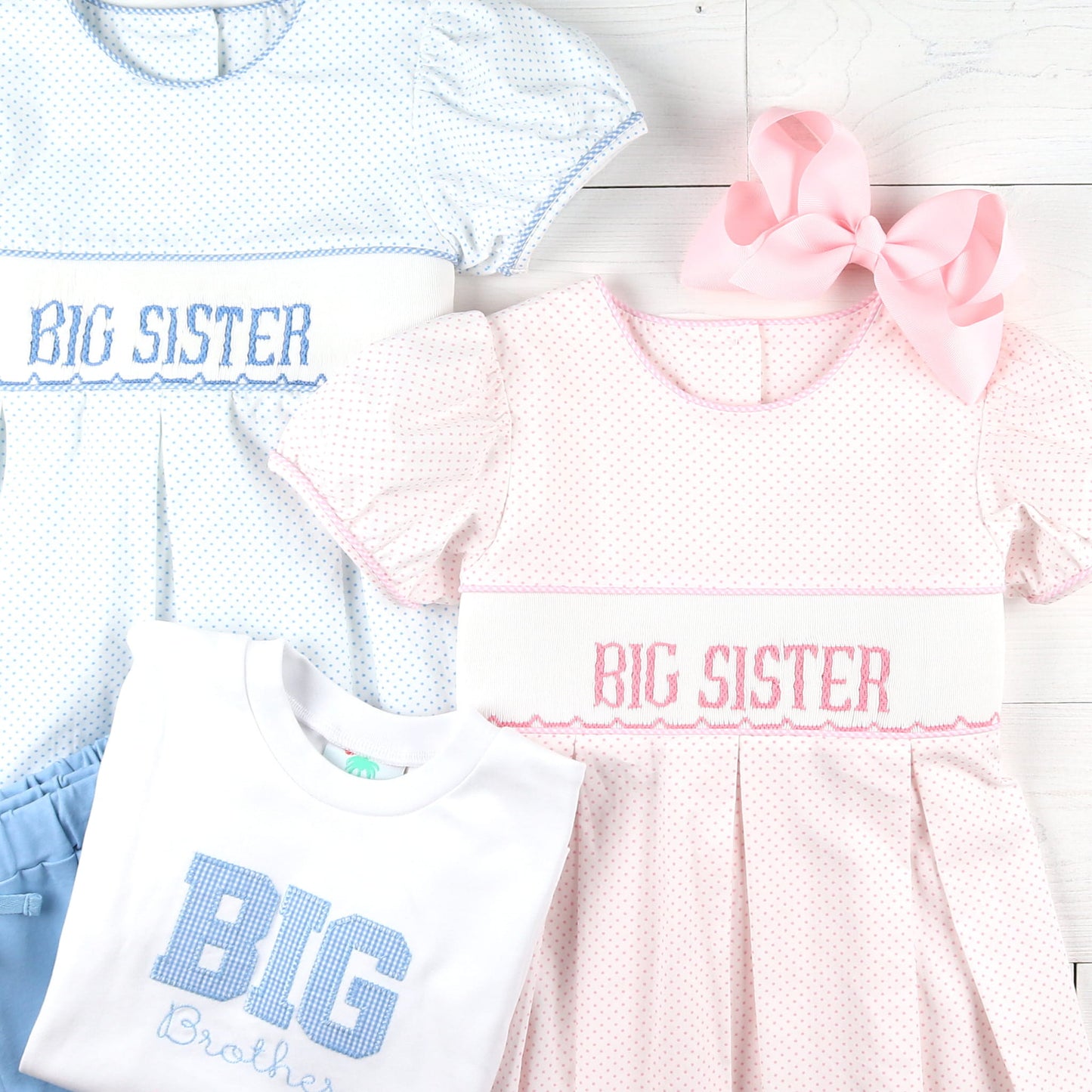 Girls Smocked Dress - Big Sister Blue