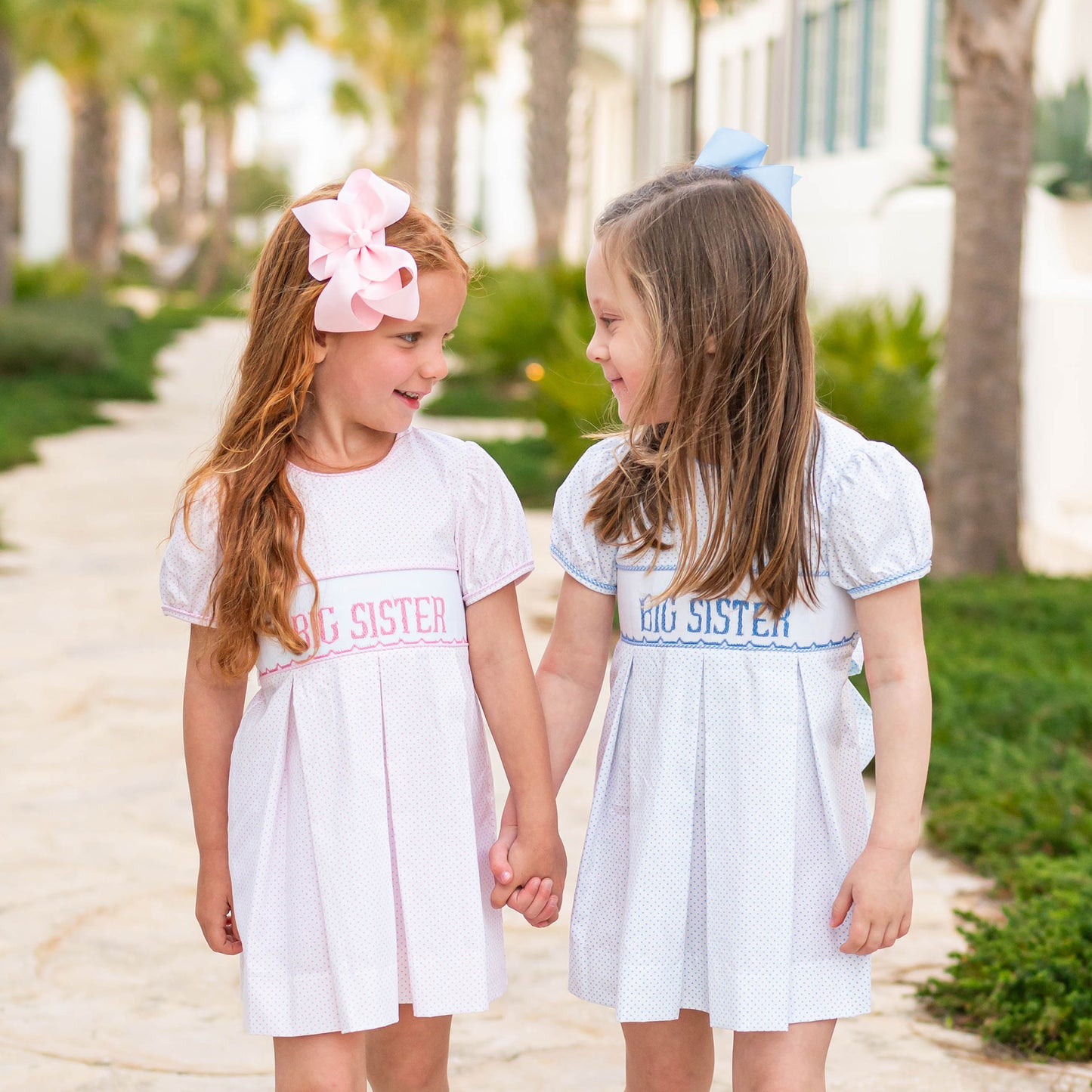 Girls Smocked Dress - Big Sister Pink