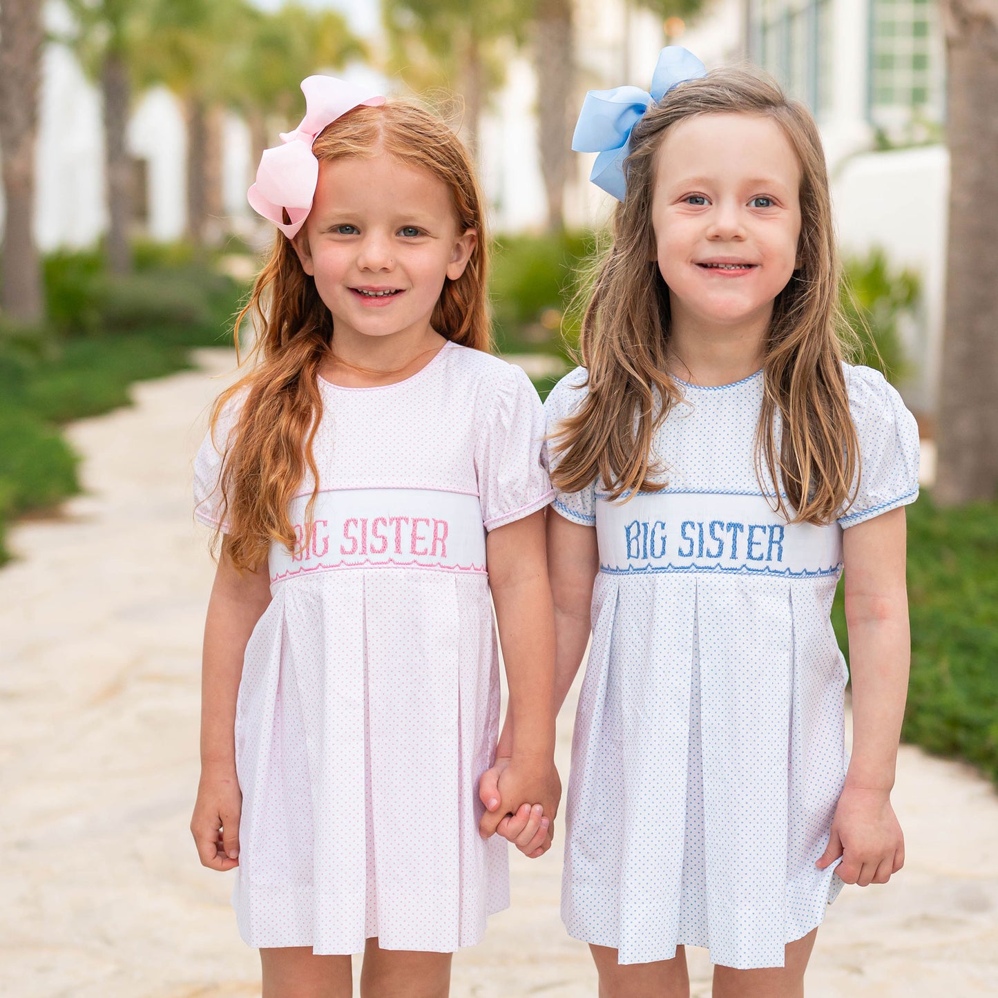 Girls Smocked Dress - Big Sister Pink