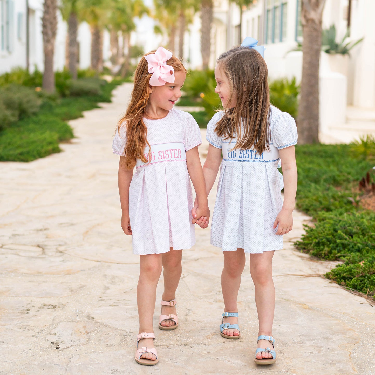 Girls Smocked Dress - Big Sister Blue