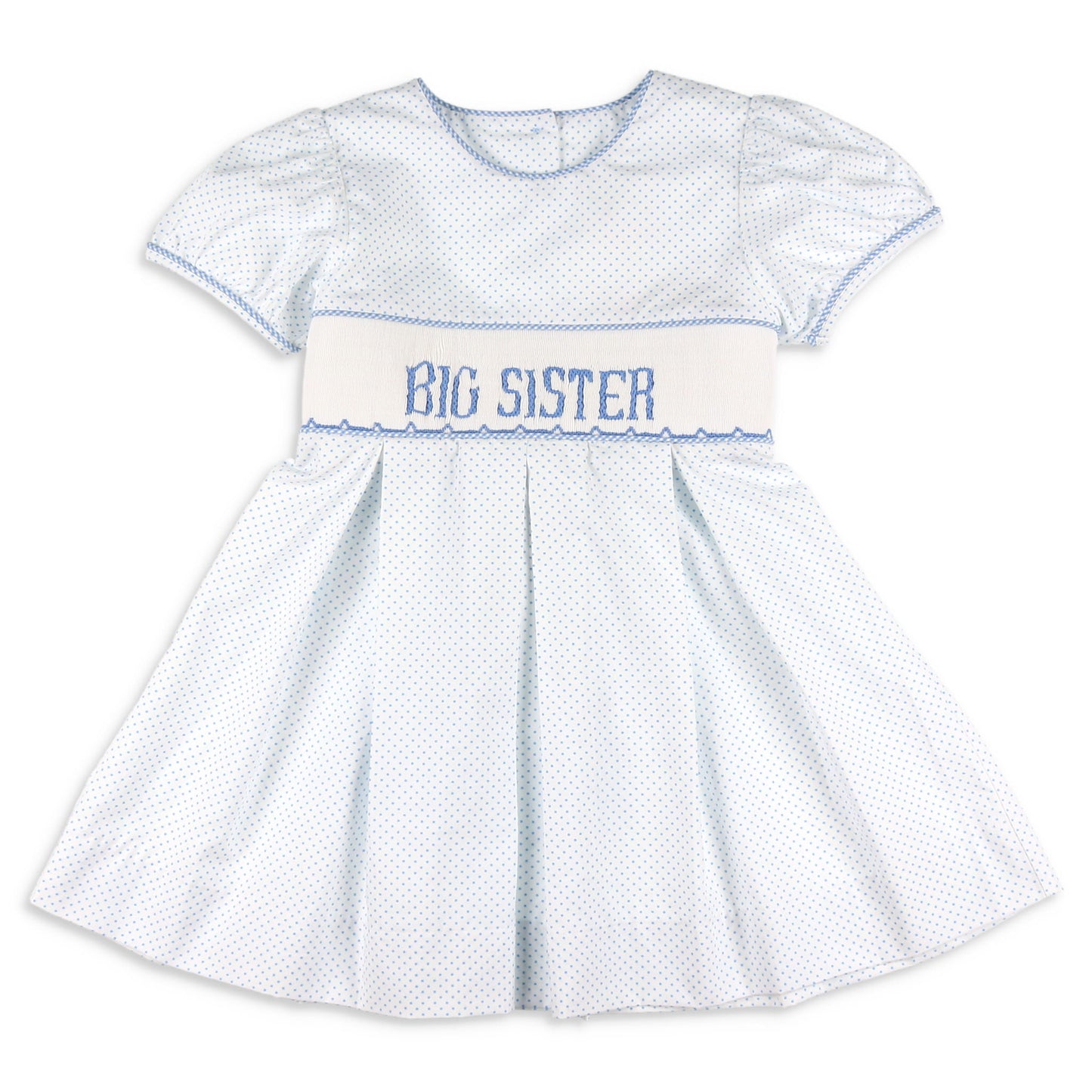 Girls Smocked Dress - Big Sister Blue