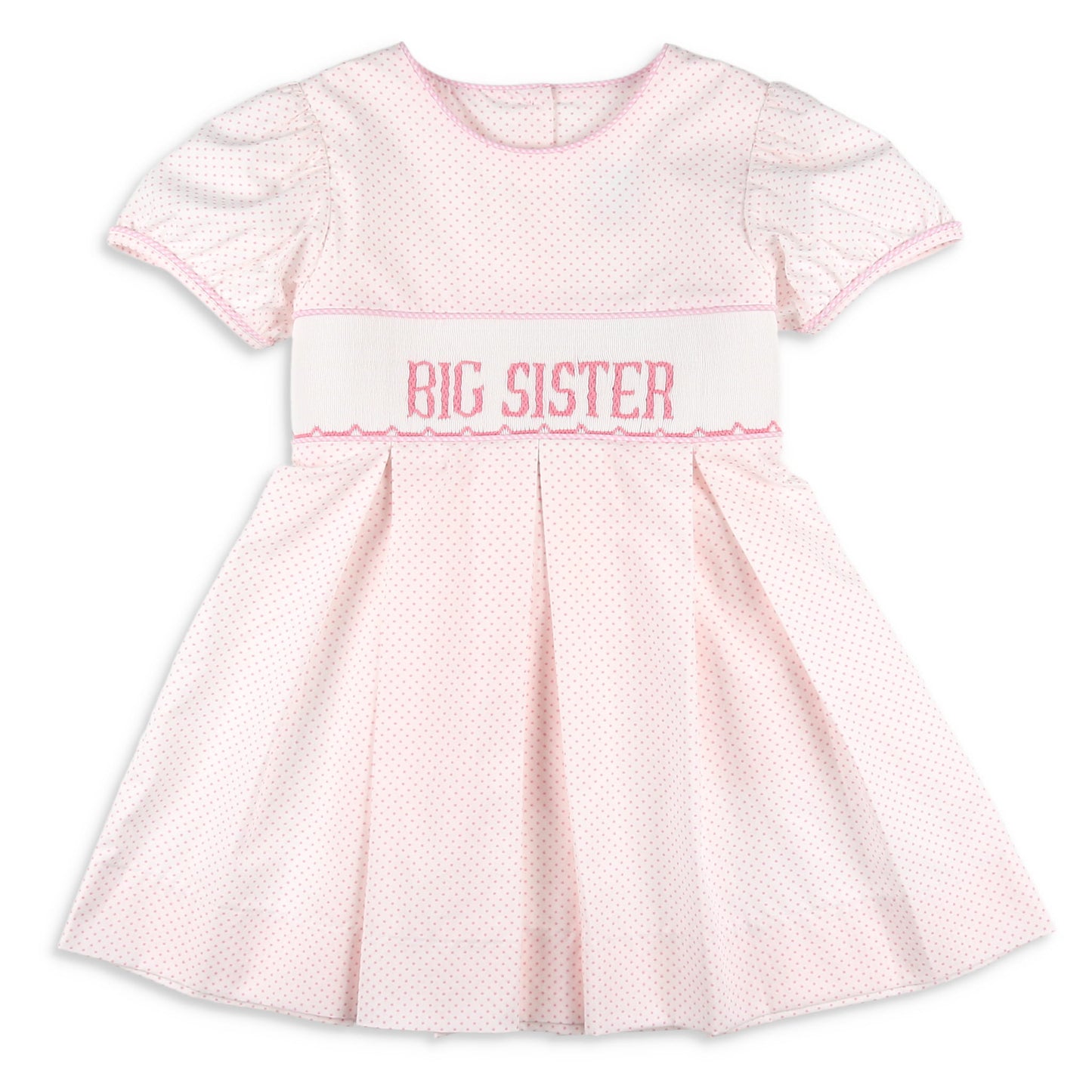 Girls Smocked Dress - Big Sister Pink