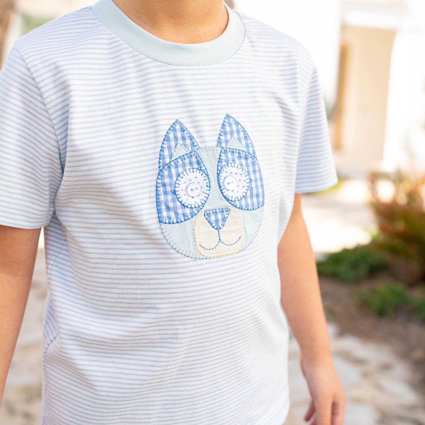 Boys Applique Shirt - Blue Dog