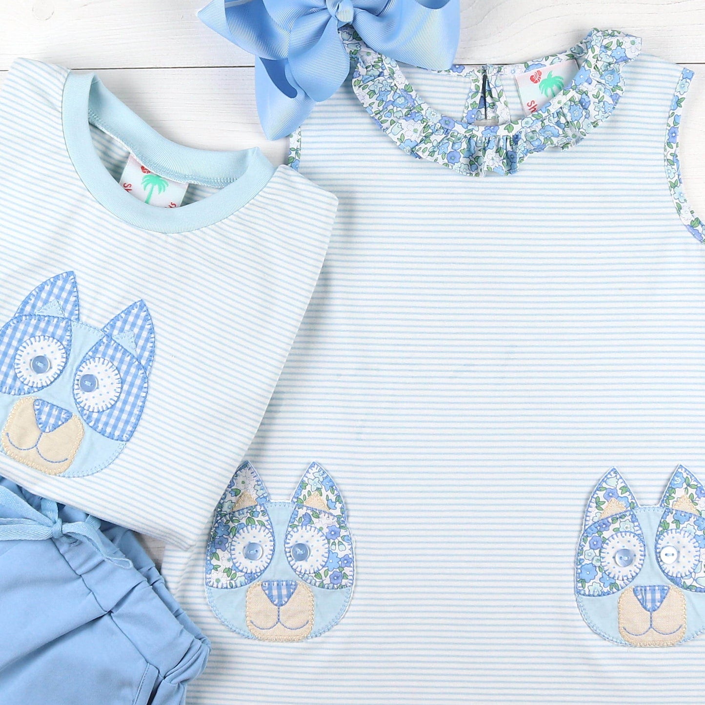 Boys Applique Shirt - Blue Dog