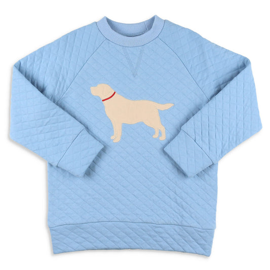 Boys Quilted Dog Pullover - Blue Lagoon