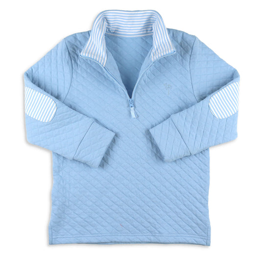 Boys Quilted Quarter Zip - Blue Lagoon