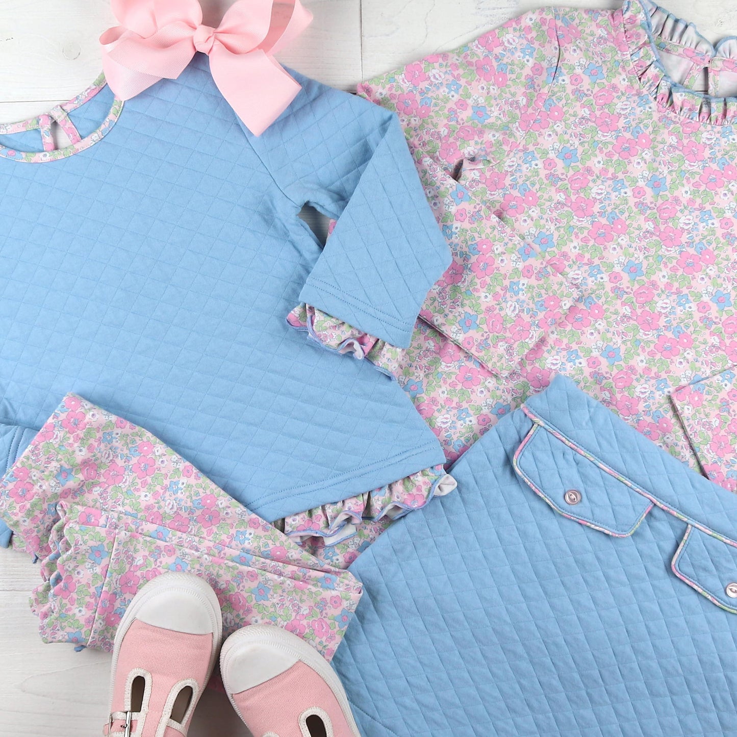 Girls Quilted Skirt - Blue Lagoon