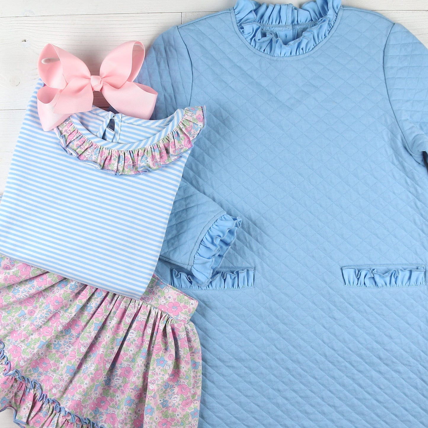 Girls Quilted Dress - Blue Lagoon