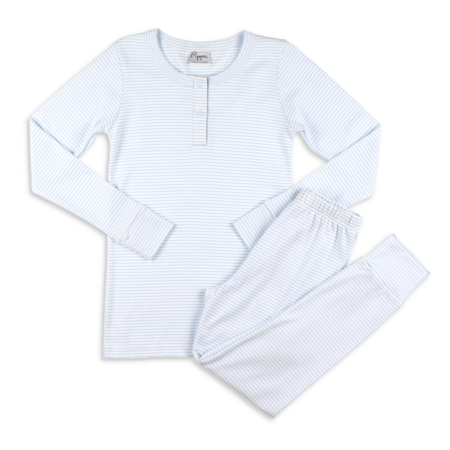 Boys Pima Loungewear Set - Blue Stripe