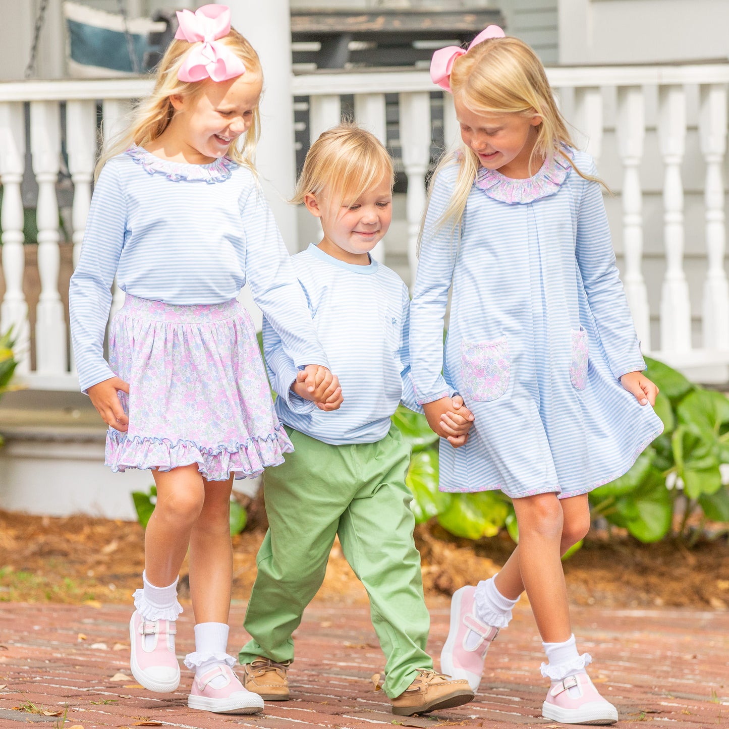 Girls Pocket Dress - Blue Stripe