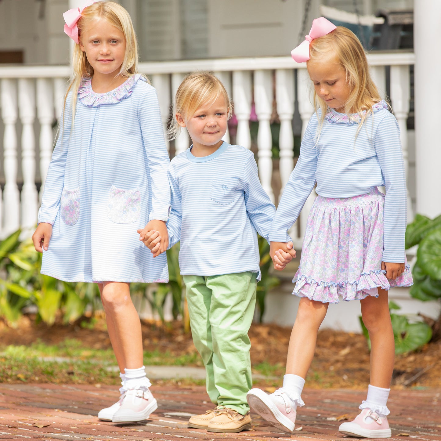 Girls Pocket Dress - Blue Stripe