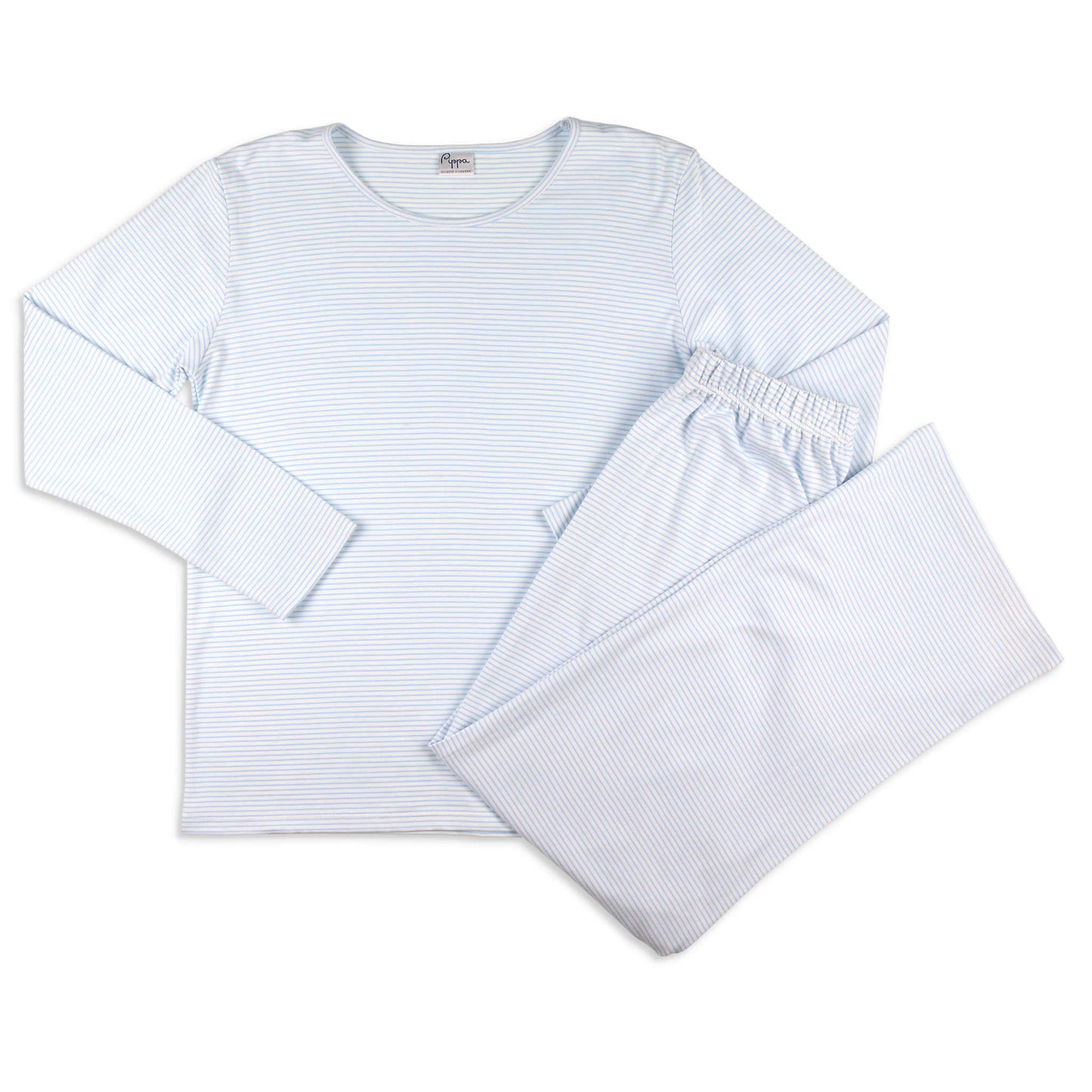 Womens Pima Loungewear Set - Blue Stripe