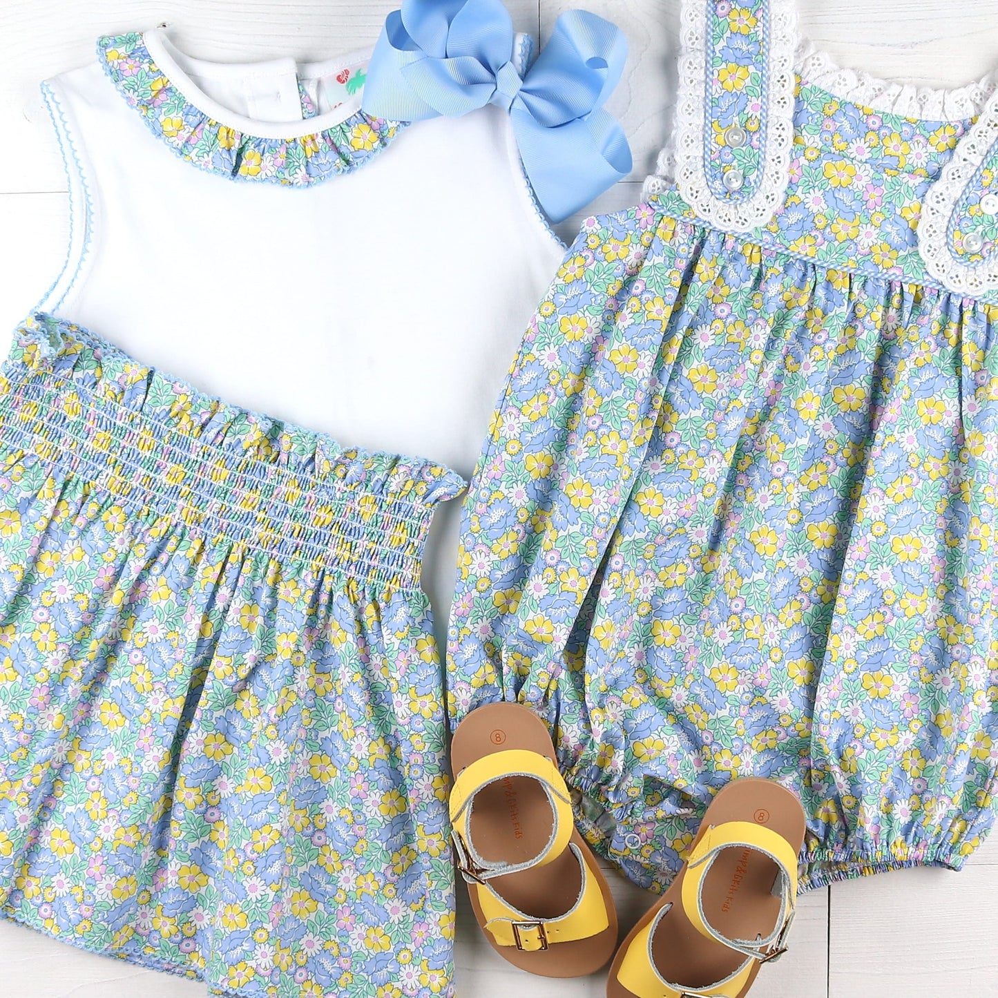 Girls Smocked Mae Skirt - Spring Blooms
