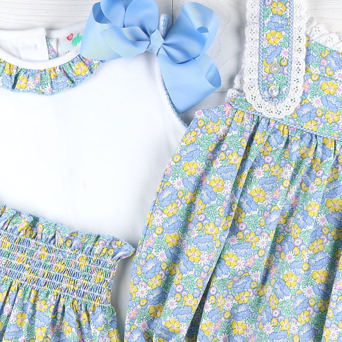 Girls Eyelet Bubble - Spring Blooms