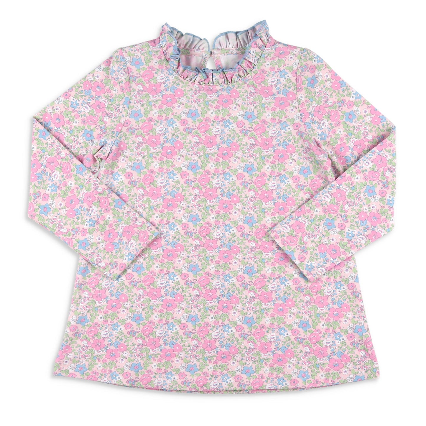 Girls Ruffle Neck Top - Blushing Blooms