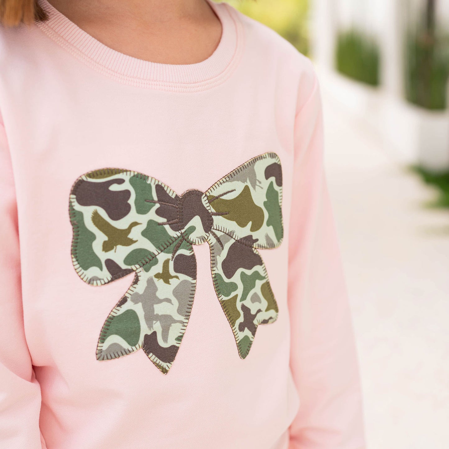 Girls Sweatshirt - Camo Bow