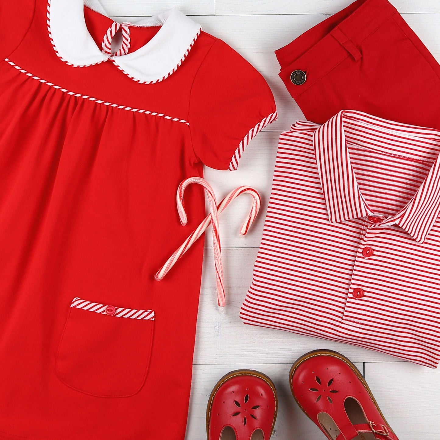 Red Twill Button Pants