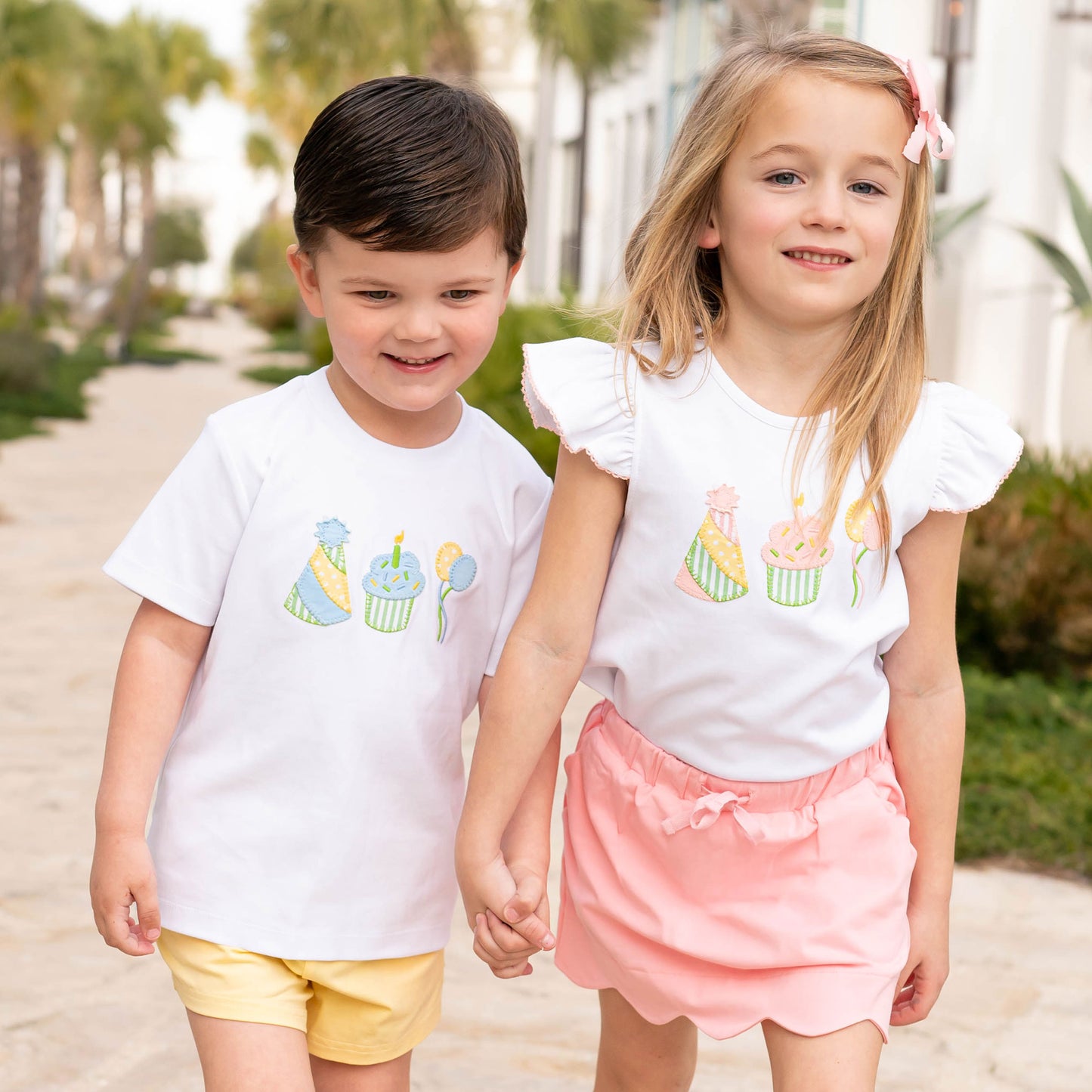 Girls Applique Ruffle Top - Celebrate
