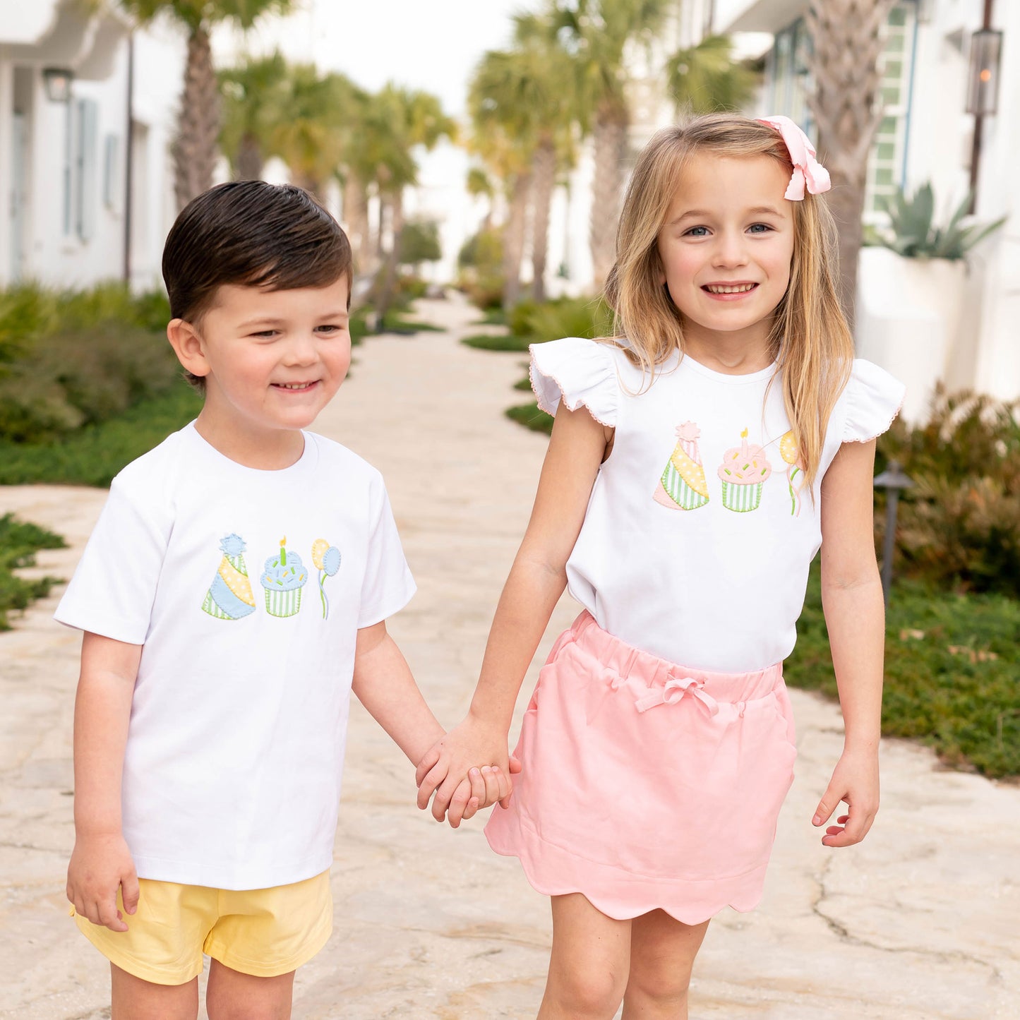 Girls Applique Ruffle Top - Celebrate
