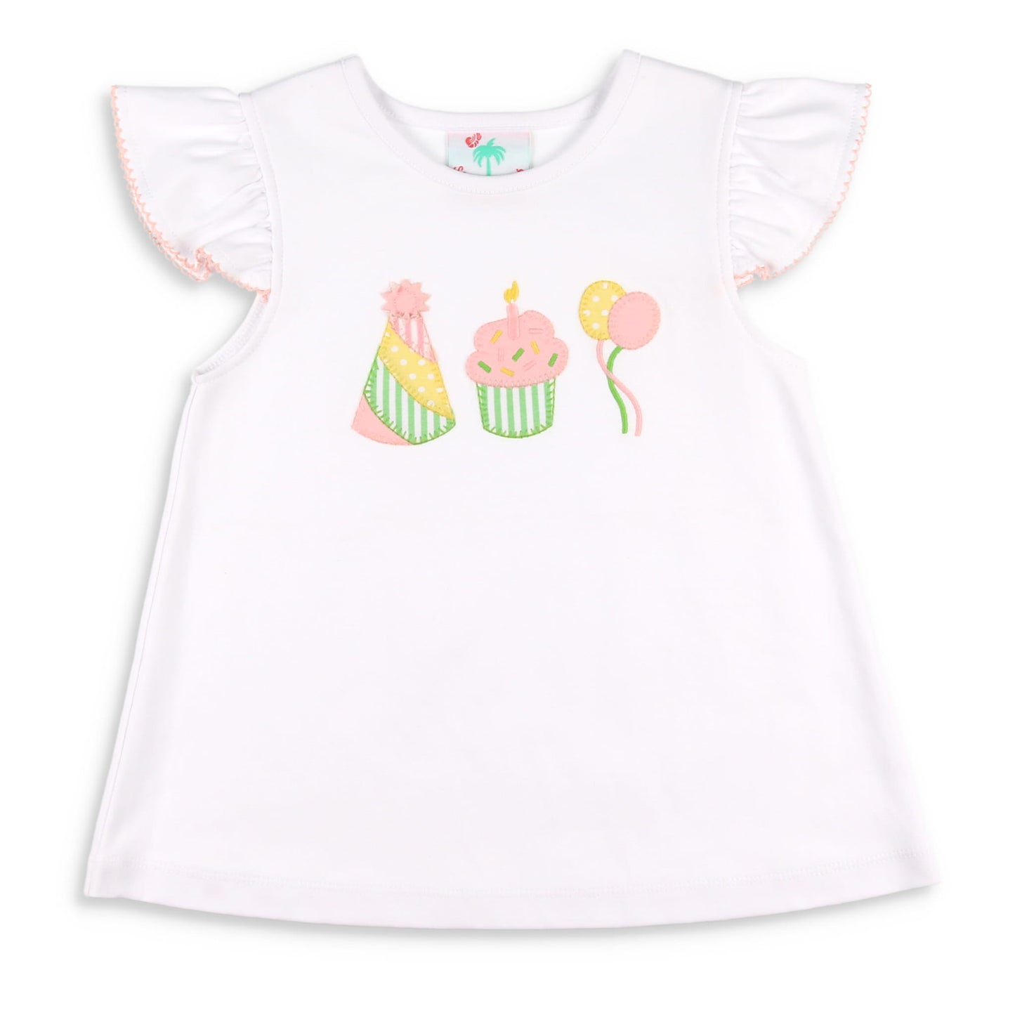Girls Applique Ruffle Top - Celebrate