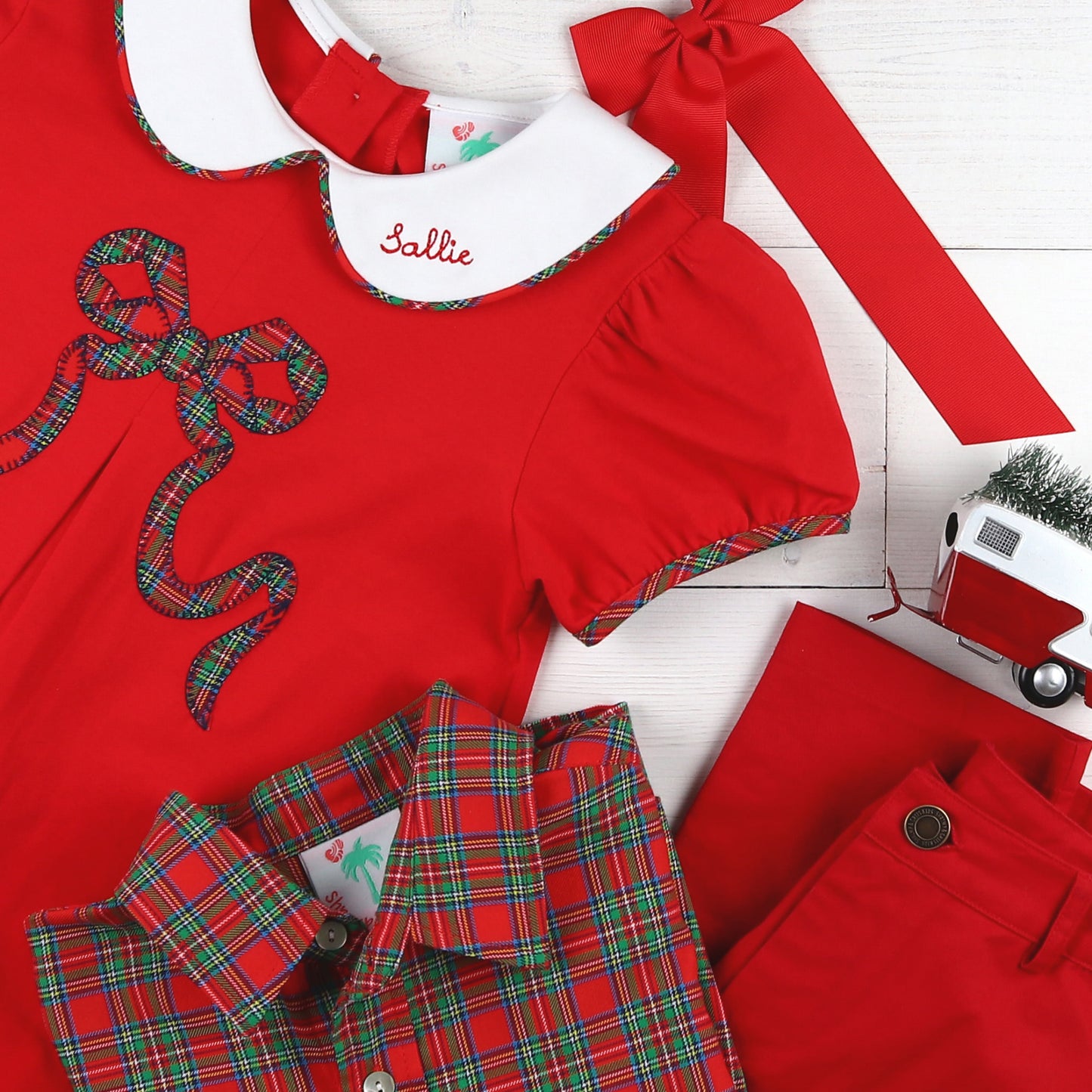 Red Twill Button Pants