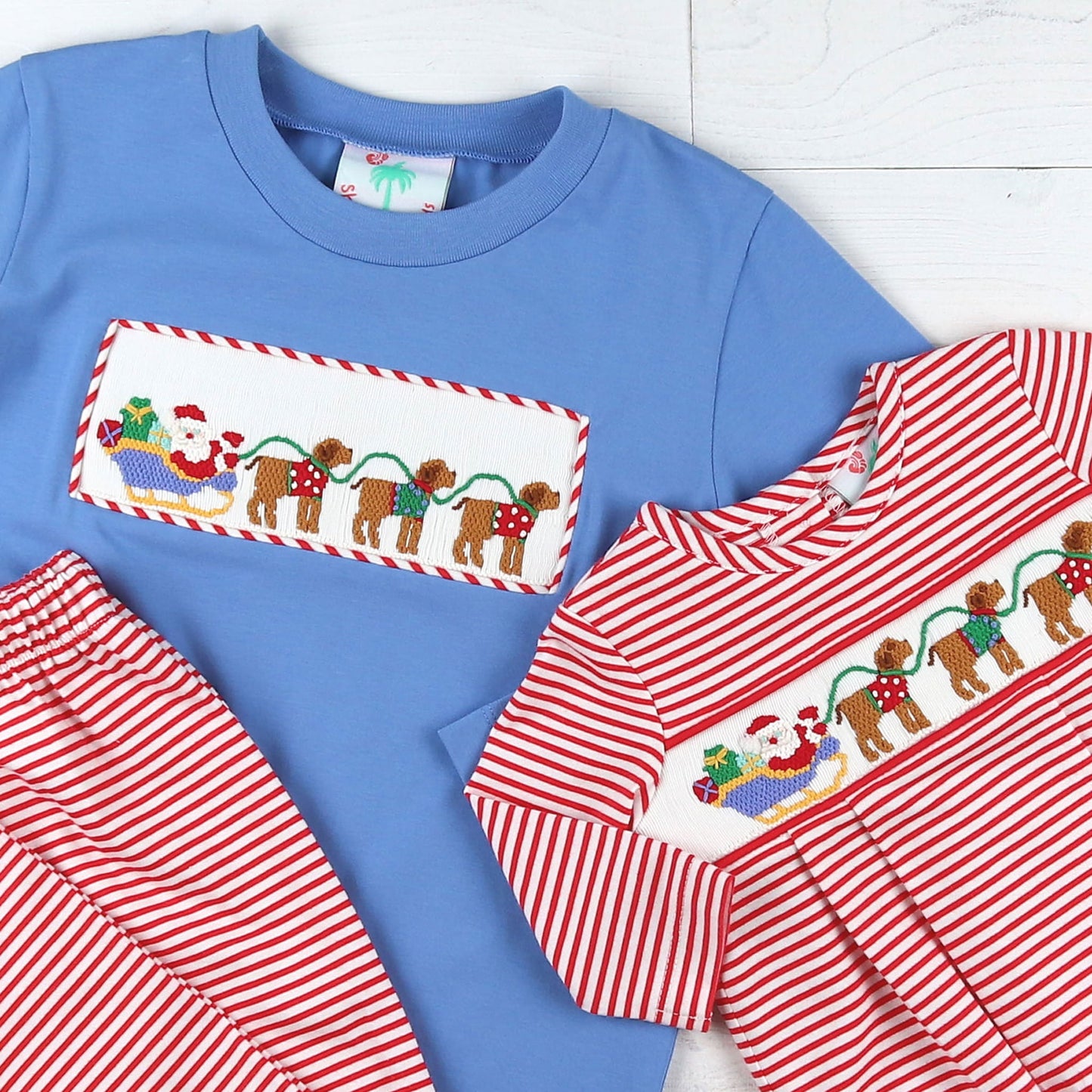 Boys Smocked Shirt - Santa Dogs