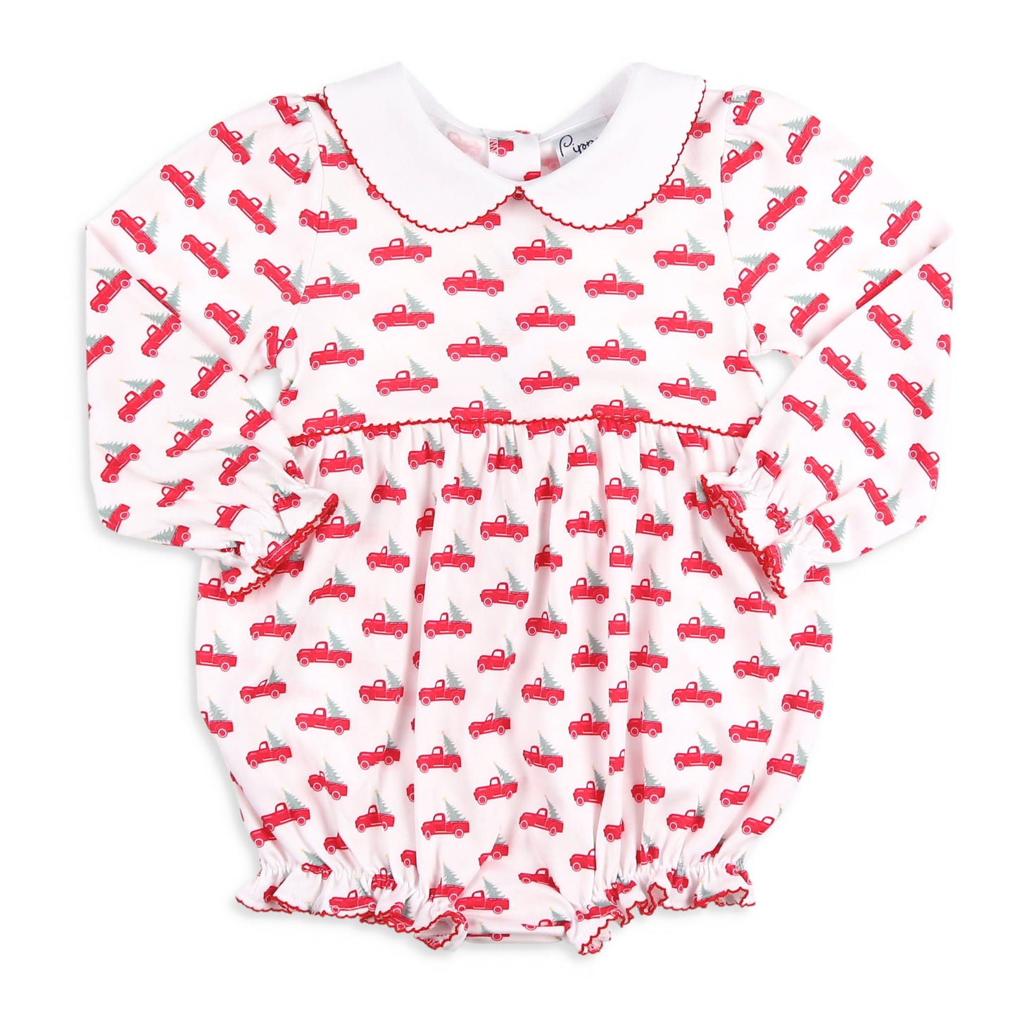 Christmas Trucks Pima Ruffle Bubble