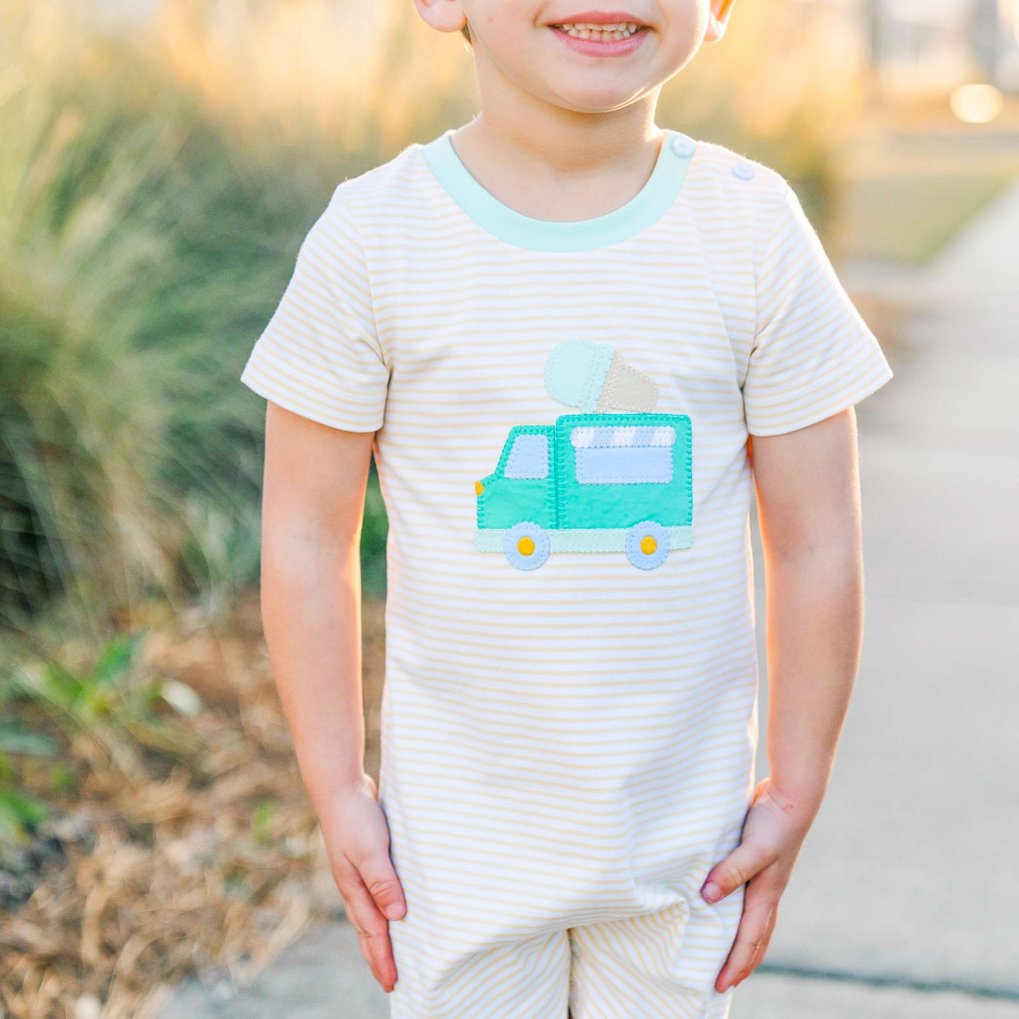 Boys Applique Romper - Cone Carnival