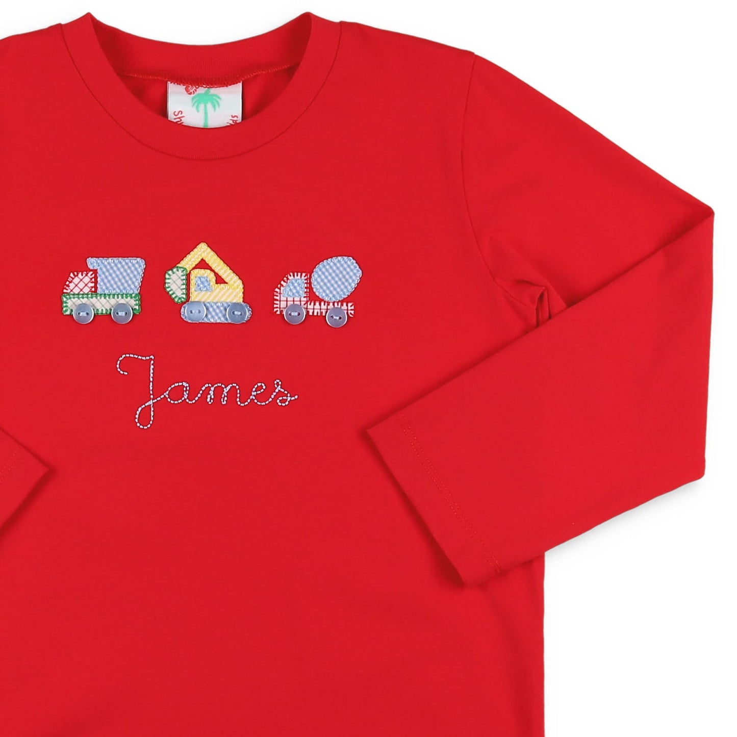 Boys Applique Shirt - Construction Trucks