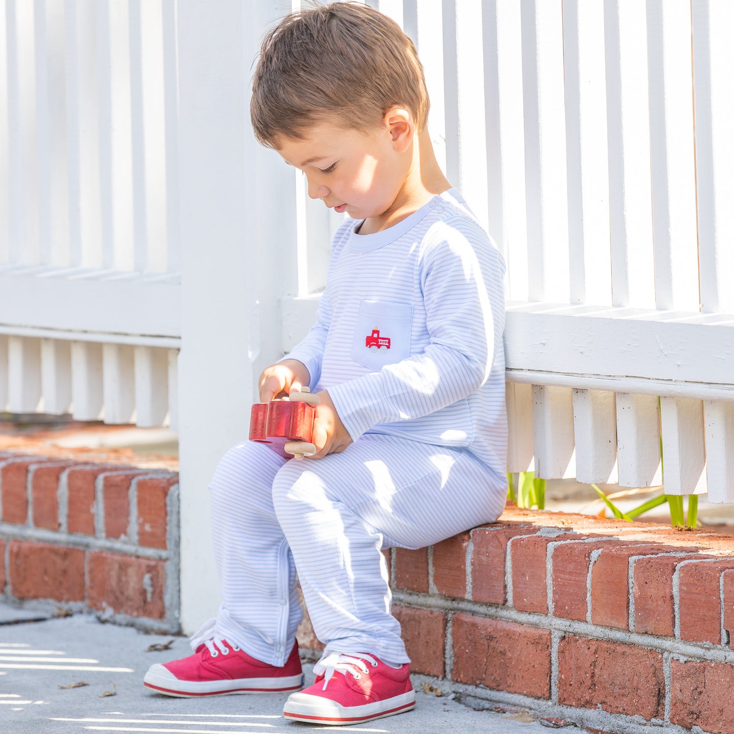 Boys Pima Romper - Firetrucks