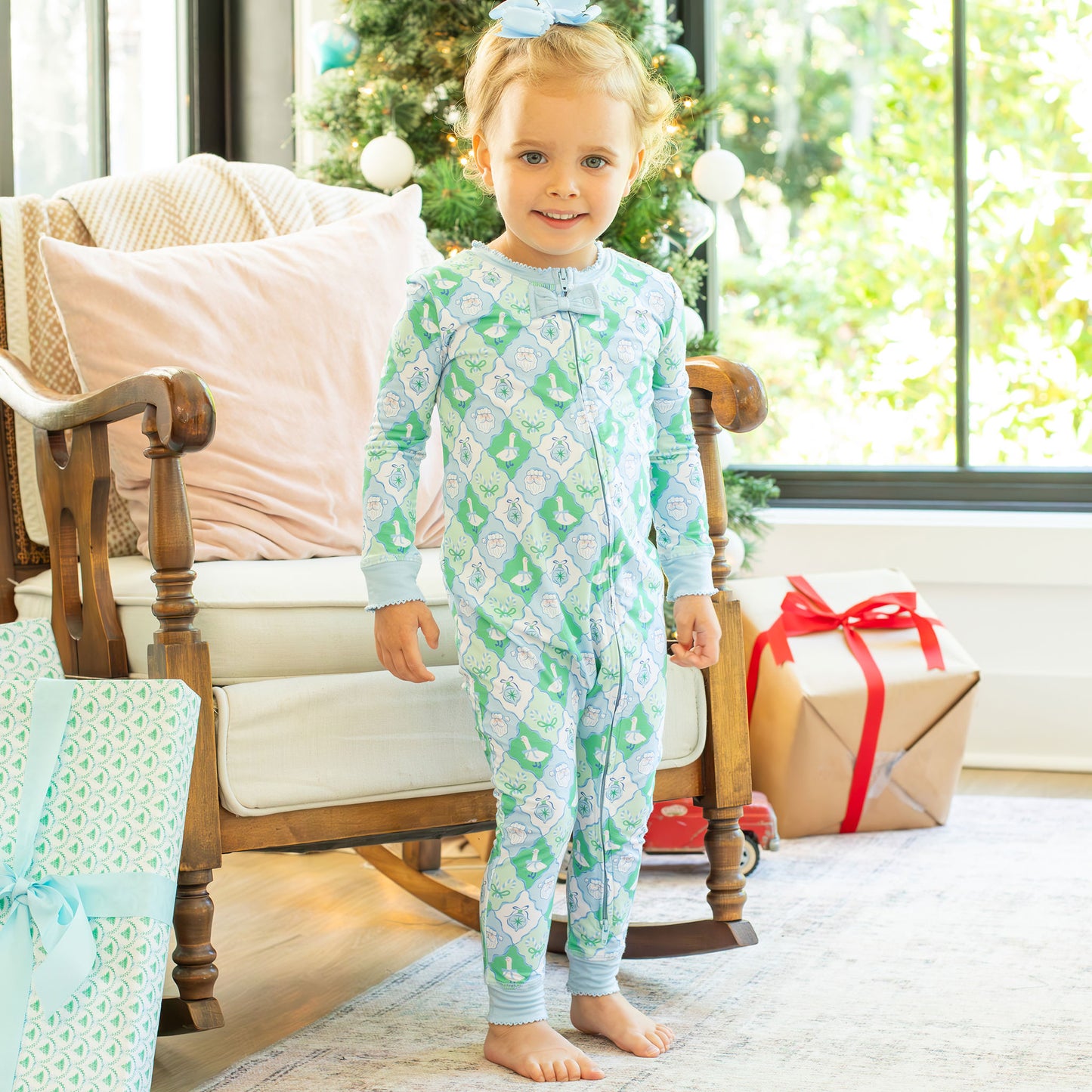 Girls Bamboo Onesie - Frosted Christmas