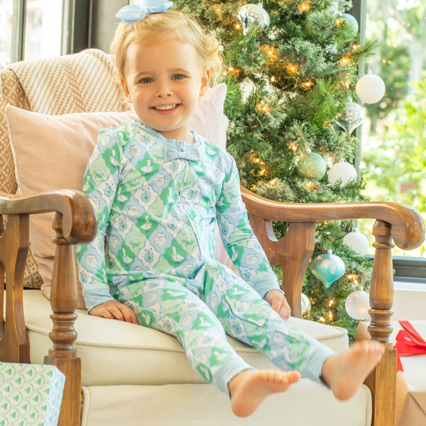 Girls Bamboo Onesie - Frosted Christmas