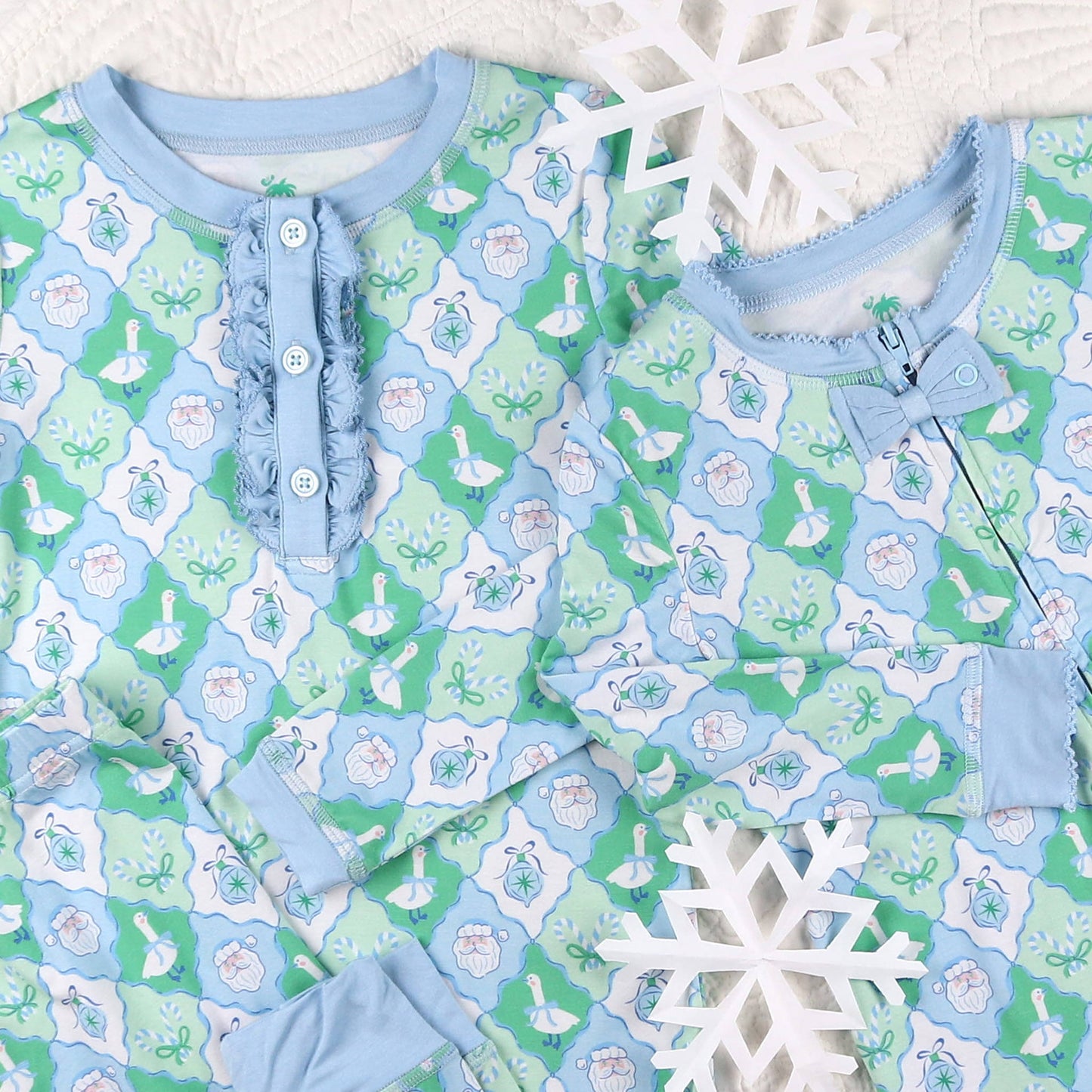 Girls Bamboo Onesie - Frosted Christmas