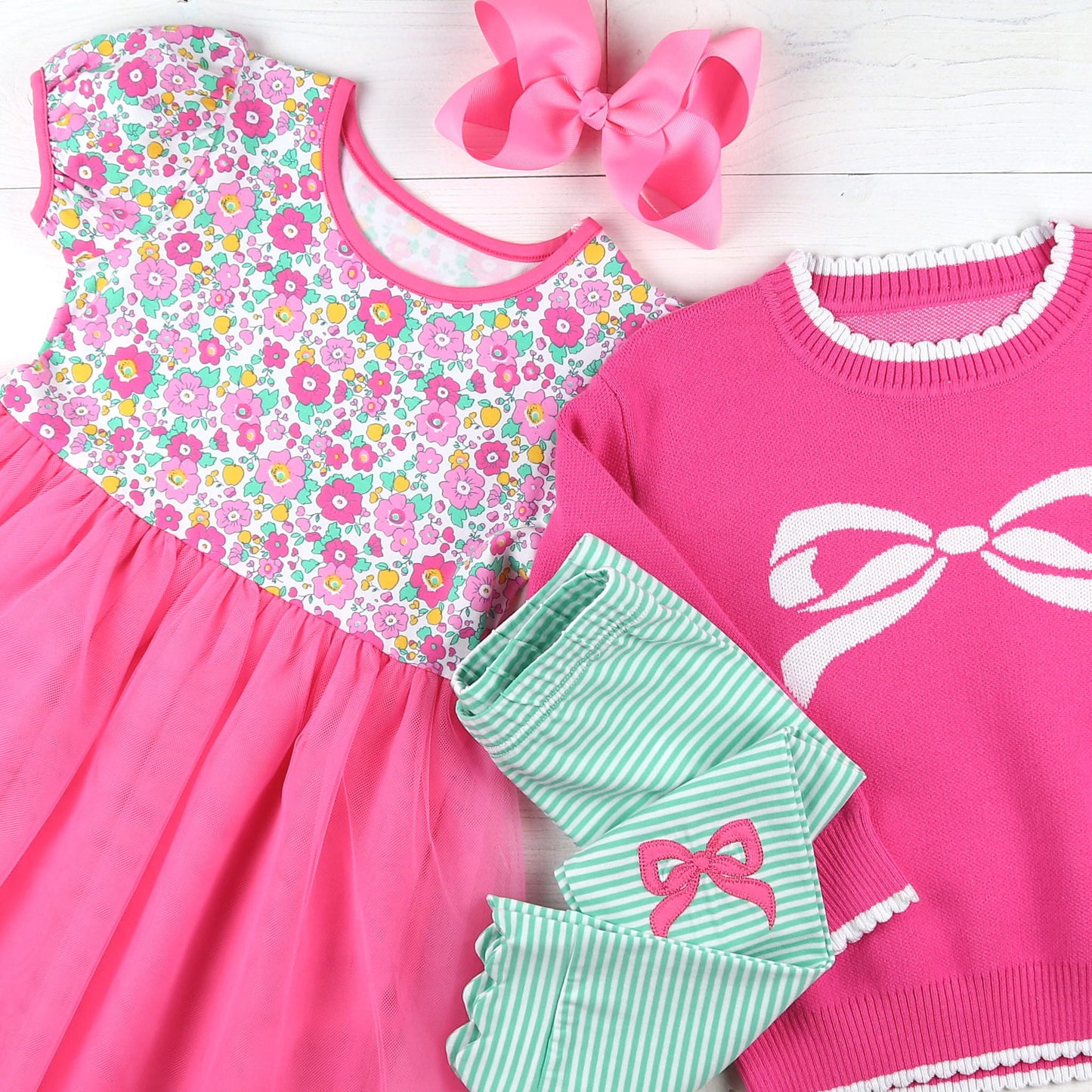 Girls Sweater - Pink Bow