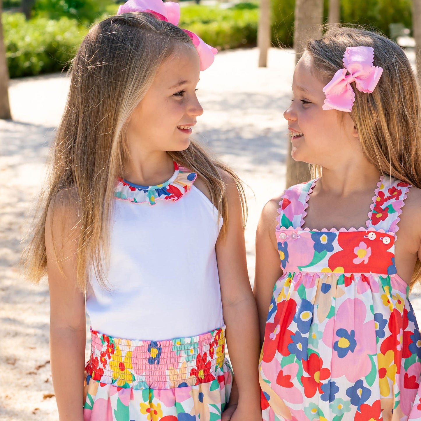 Girls Ruffle Neck Top - Groovy Garden