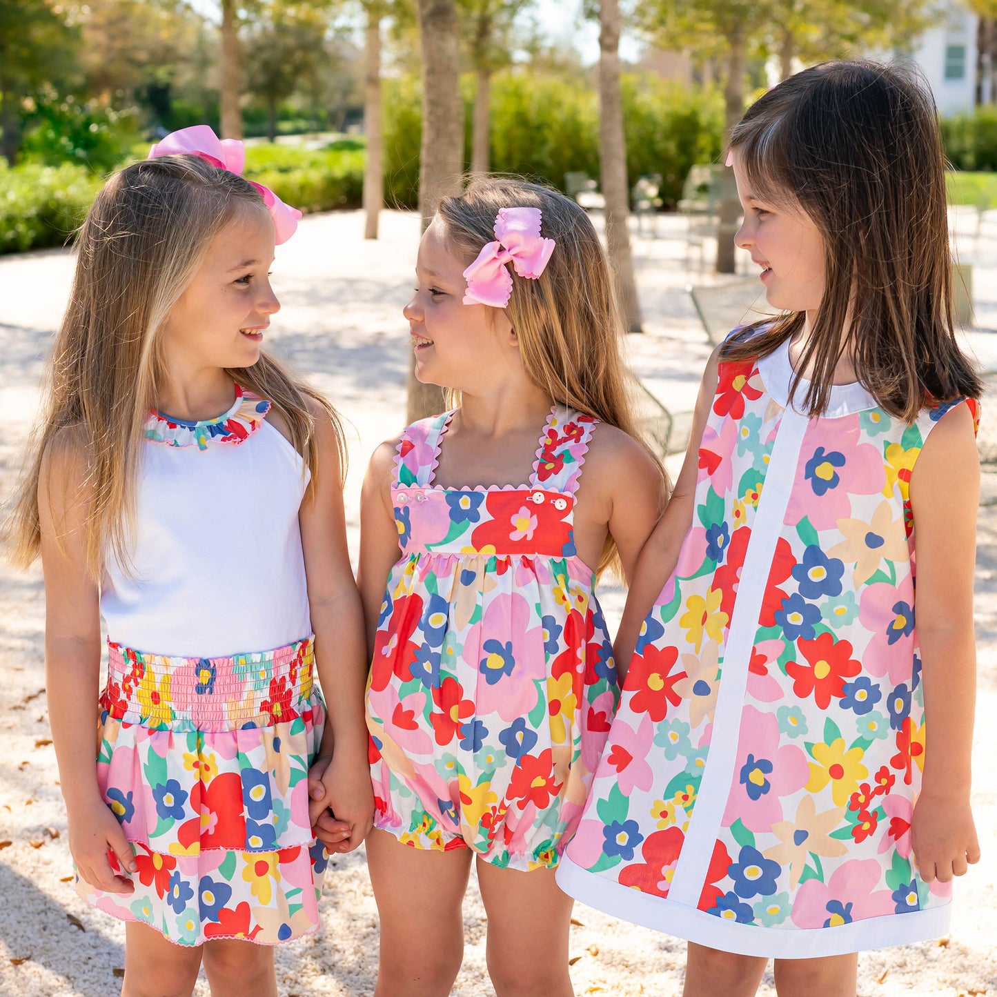 Girls Smocked Mae Skirt - Groovy Garden