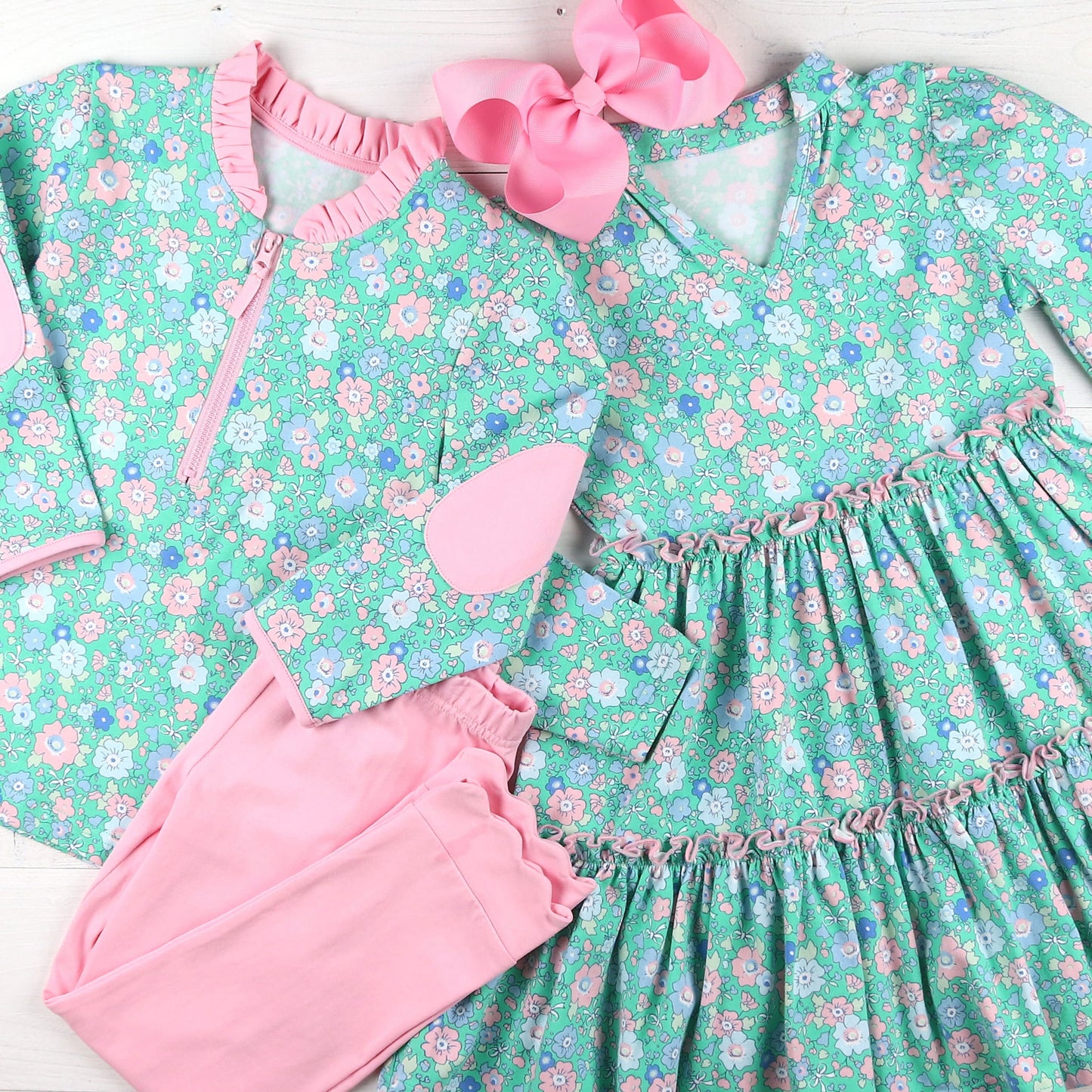 Girls Quarter Zip - Garden Green