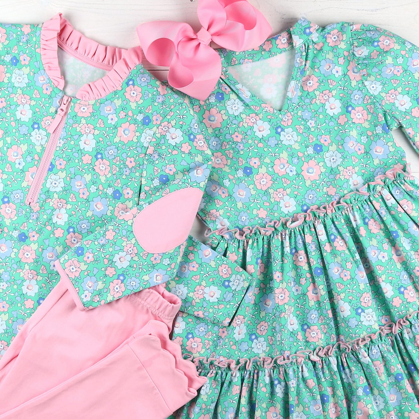 Girls Twirl Dress - Garden Green