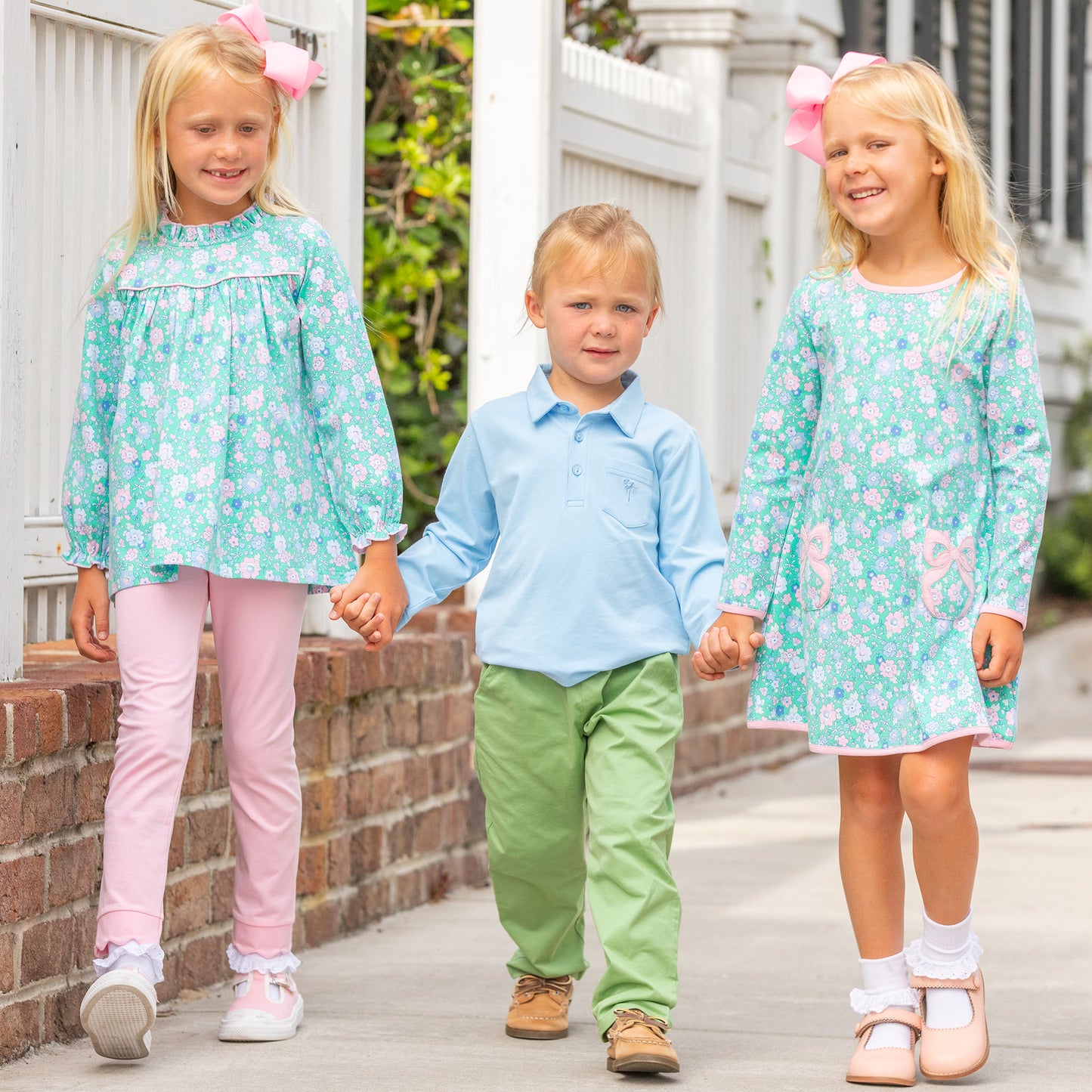 Girls Bow Dress Pocket - Garden Green