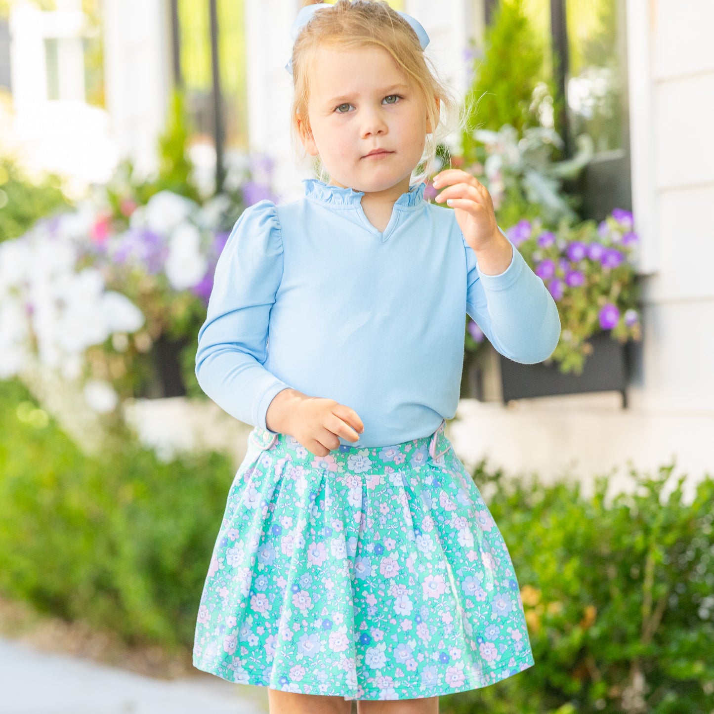 Girls Pleated Skort - Garden Green